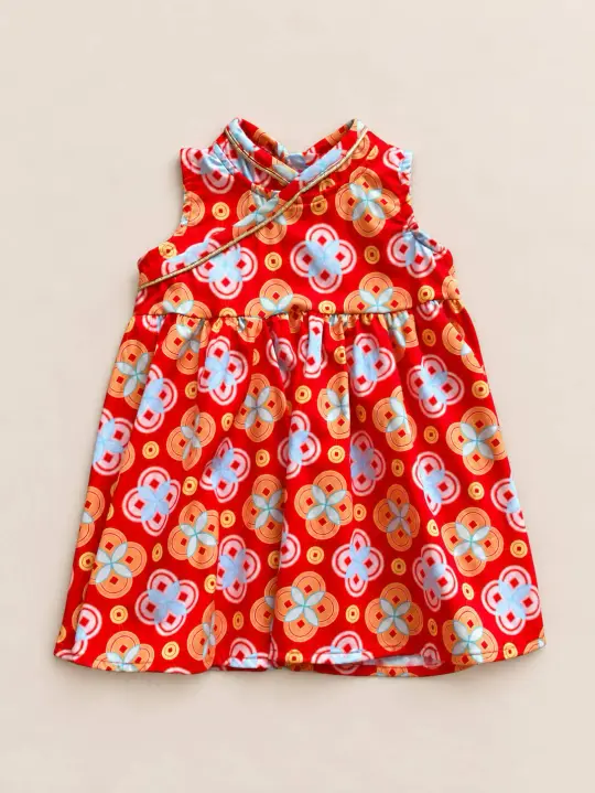 Flare Cheongsam - Red Lucky Coins