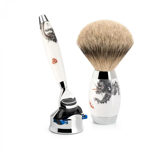 MÜHLE EDITION 3 Pc. Shaving Set, Silvertip Badger Brush & Gillette® Fusion™ Razor, Meissen Porcelain