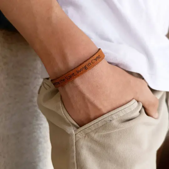 Faith Pulse Leather Bracelet | Engraved Confirmation & Baptism Gift