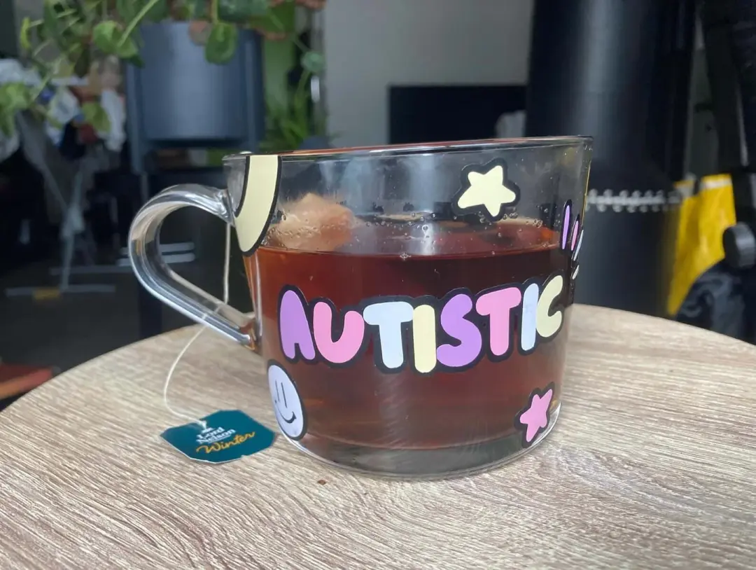 Coloured autism glass mug