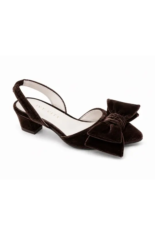 Mini Eloise Bow Heel in Brown