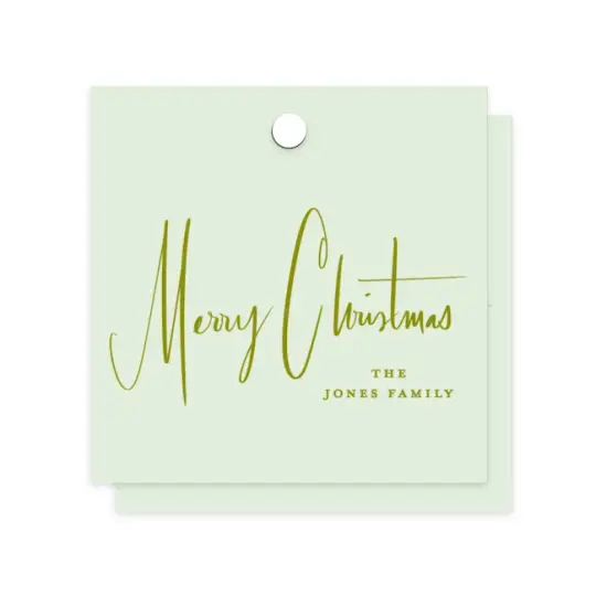 Engraved Printed Holiday Tag Script "Merry Christmas", Set of 50