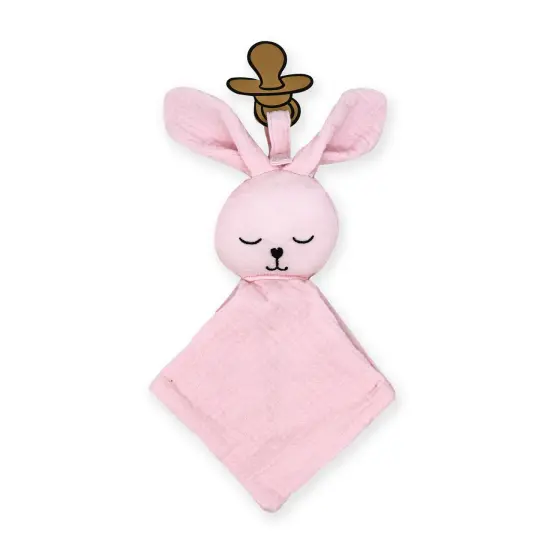 Jesse & Lulu Baby Boys And Baby Girls Muslin Pacifier Holder Toy, Pink
