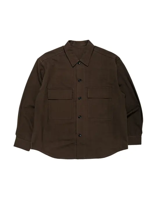 James Coward Double Pocket Overshirt Cotton/Wool Twill Dark Brown