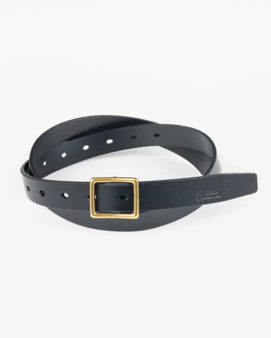 OGL Obbies Square Buckle Leather Belt - Full Dyed Black