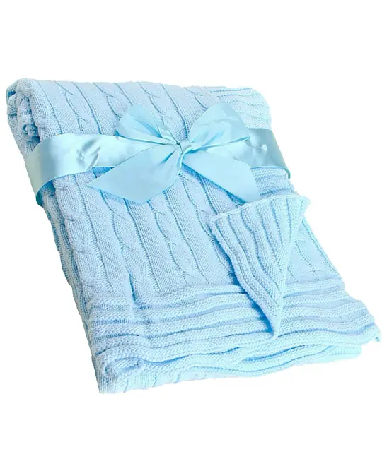 Baby Mode Signature Baby Boys and Baby Girls Cotton Cable Knit Baby Blanket, Blue