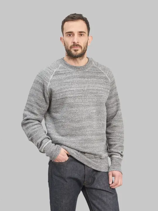 Denime "Lot. 261" 4-Needle Raglan Sweatshirt Dark Heather Grey
