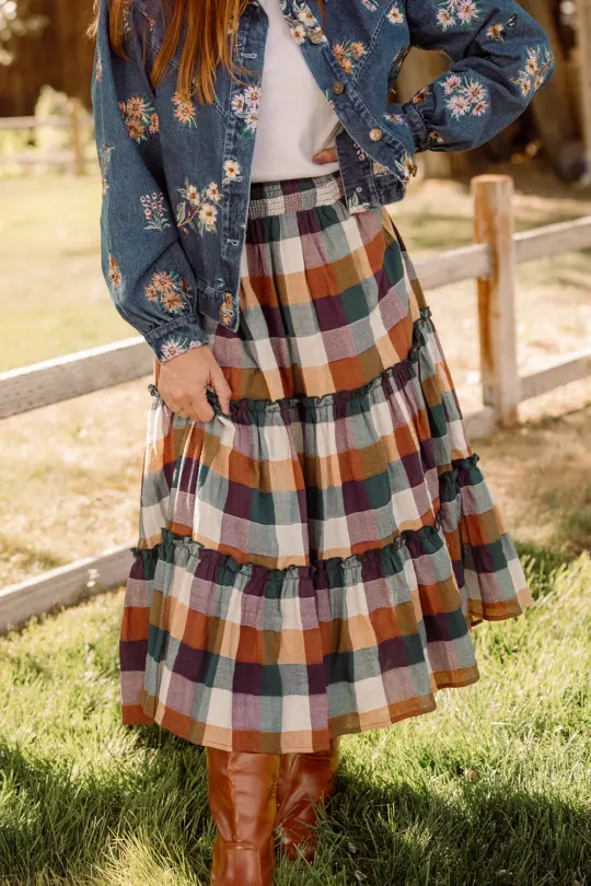 Madeline Skirt in Maize Gingham