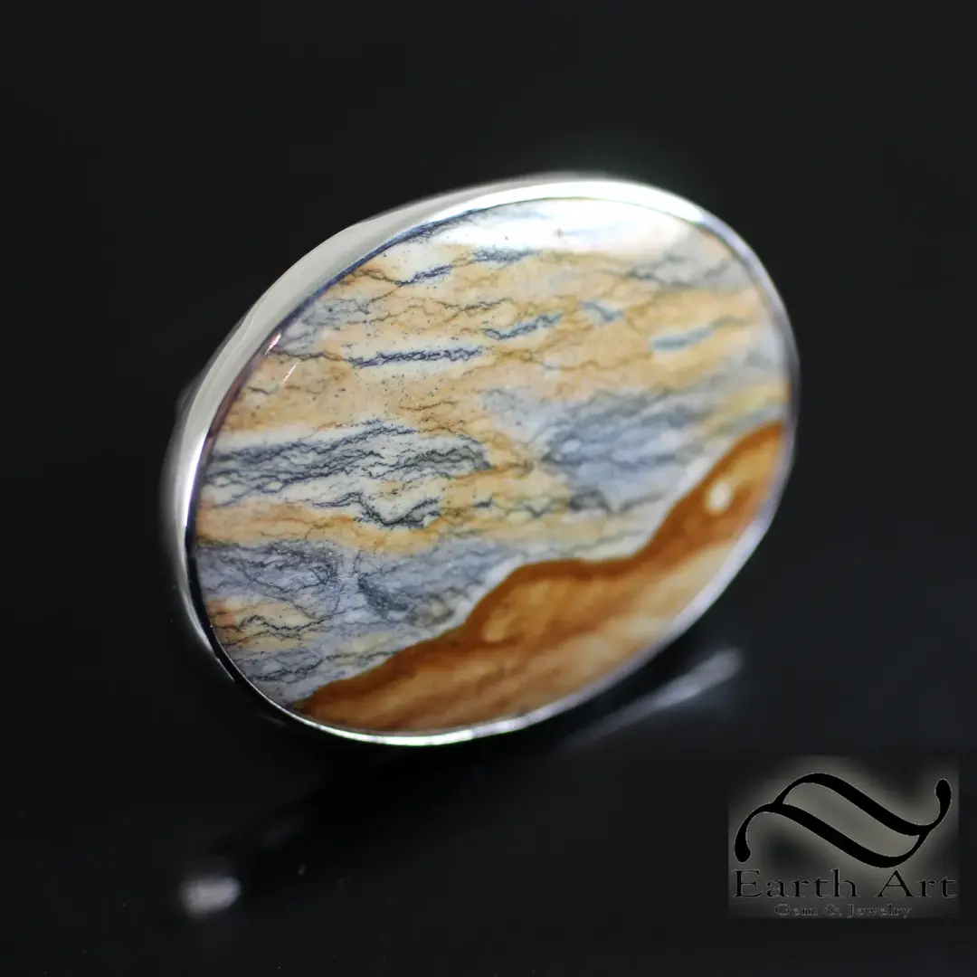 Picture Jasper Landscape Statement Ring