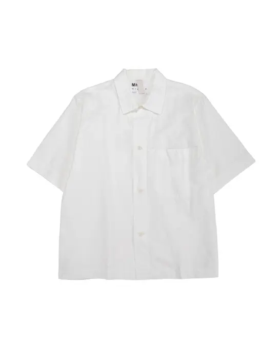 MHL S/S PJ Shirt Cotton Linen Poplin Chalk
