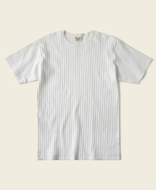 1950s Ribbed Cotton-Spandex Blend T-Shirt - White