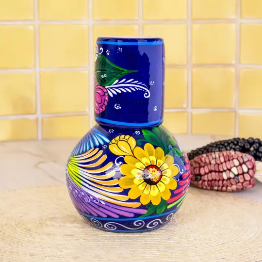 Xalitla Clay Garafe and Glass Set
