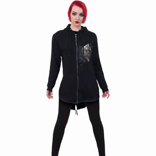 POCKET KITTEN - Ladies' Fish Tail Full Zip Hoody - Zip Sleeve