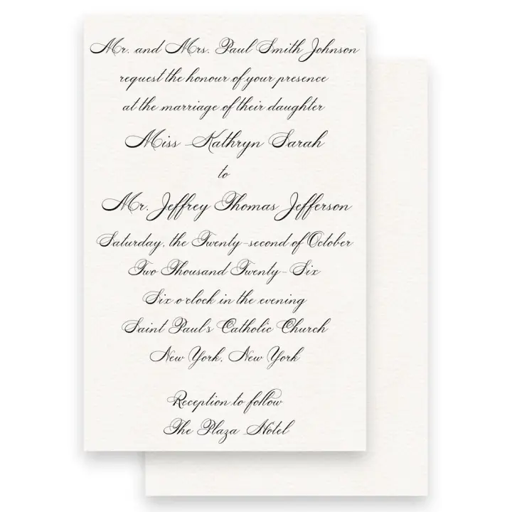 Simple Black Script Diplomatic Font Wedding Invitation