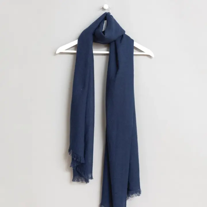 Merino Woven Scarf in Dark Blue