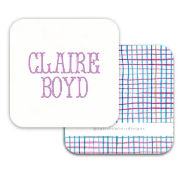 Watercolor Gingham Square Enclosure Card