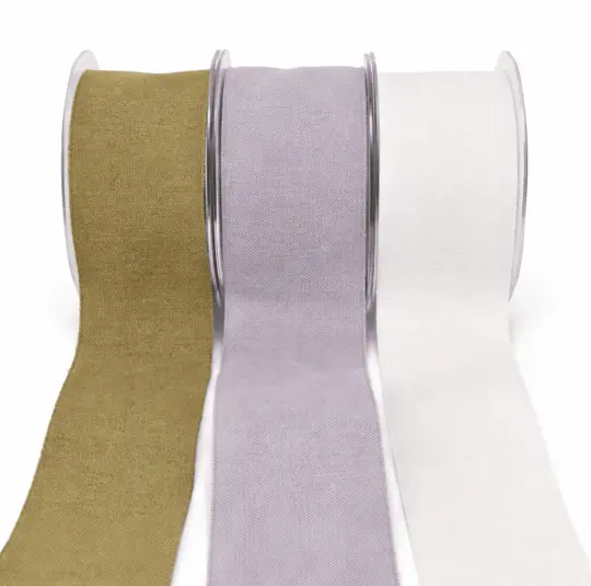 2 Inch Cotton and Jute Burlap Blend Ribbon with Wired Woven Edge