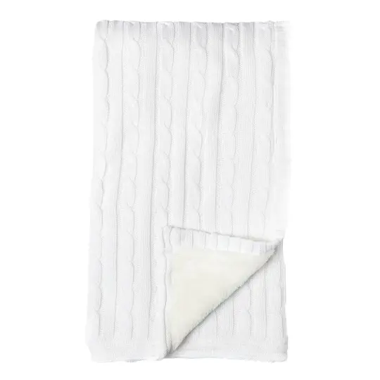 Baby Mode Signature Baby Boys and Baby Girls Cotton Cable Knit Sherpa Baby Blanket, Off White