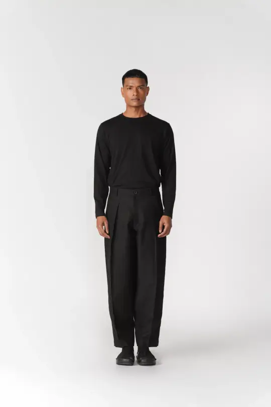 KNIFE PLEAT BARREL PANTS
