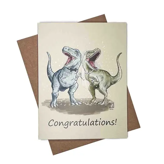 T-Rex Wedding Card, Wholesale 6 Pack