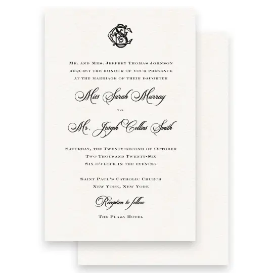 Simple Black Traditional Monogram Switzerland Mixed Font Wedding Invitation