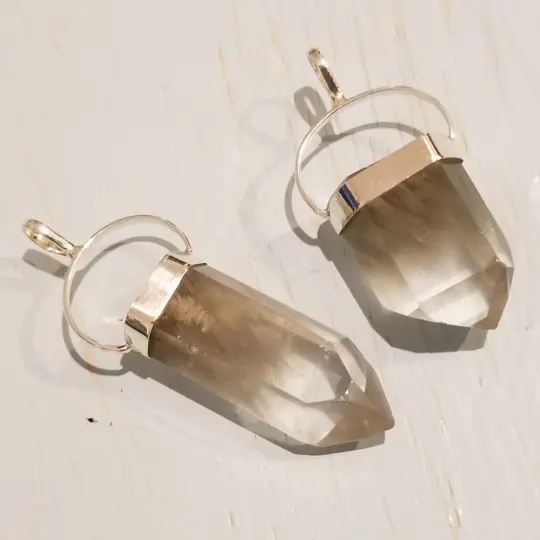 Actinolite and Quartz Pendant in Sterling Silver