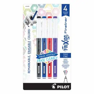 Frixion Fineliner 4pk Black Blue Red Purple