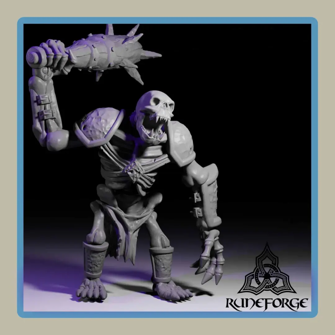 render of 28mm miniature undead armored ogre