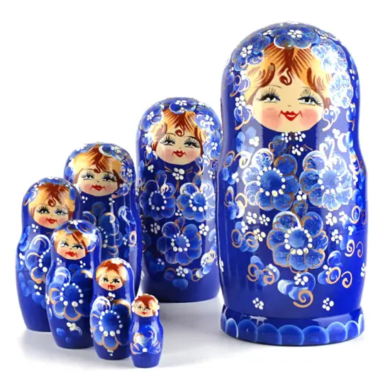 Beautiful Blue Flowers 7pc Matryoshka