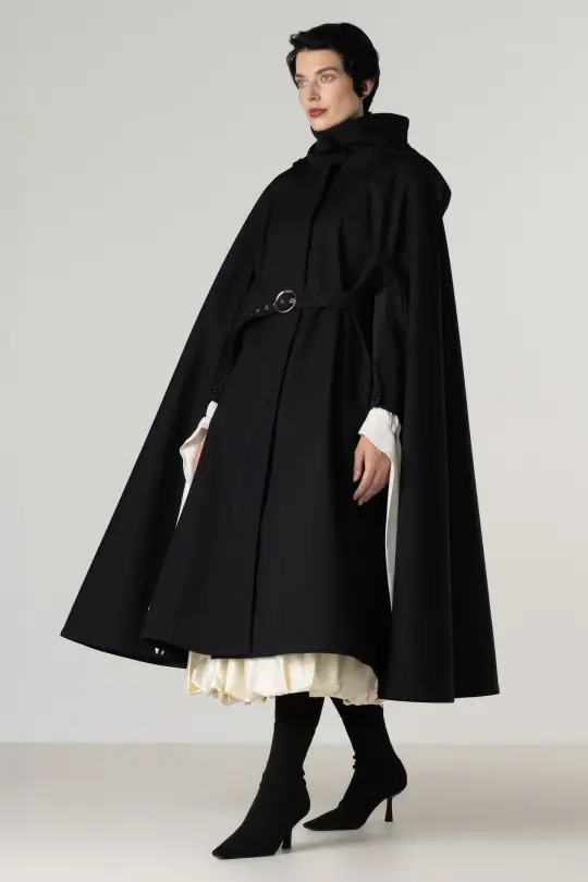 Black Cape Coat | Midnight Cape