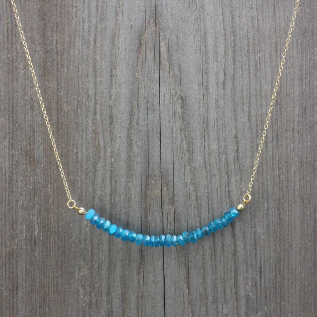 Dainty Apatite Gemstone Bead Necklace