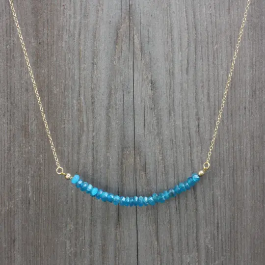 Dainty Apatite Gemstone Bead Necklace
