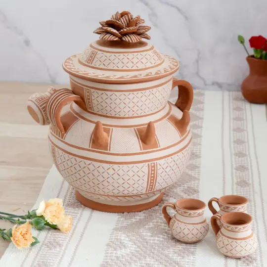 Patamban Ponchera, Vase with Mini Mug