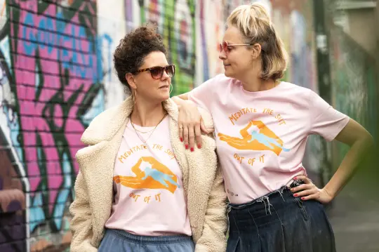 Meditate The Shit T-shirt Pink/orange asterisk