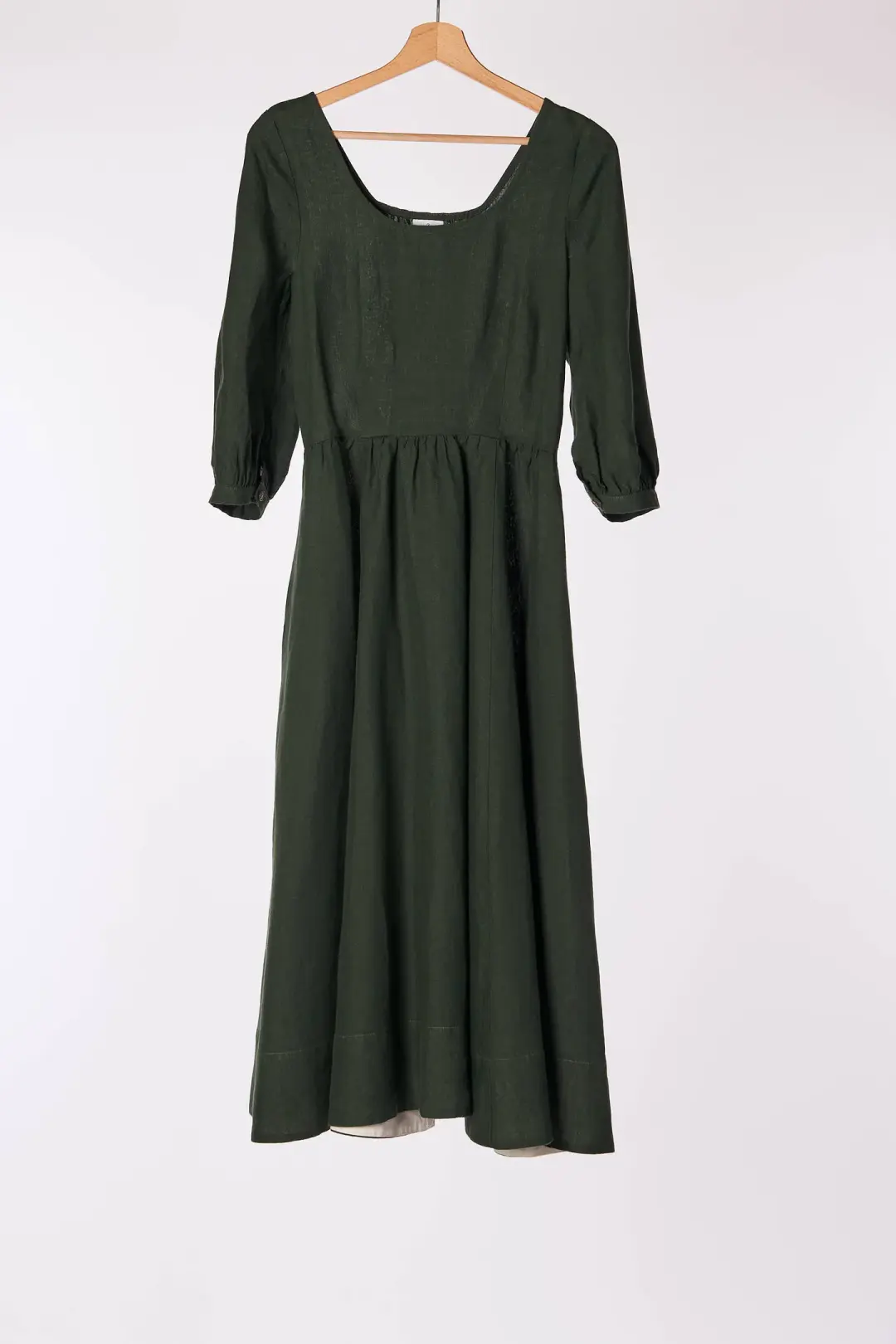 Carmen Dress, 3/4 Sleeve, Evergreen