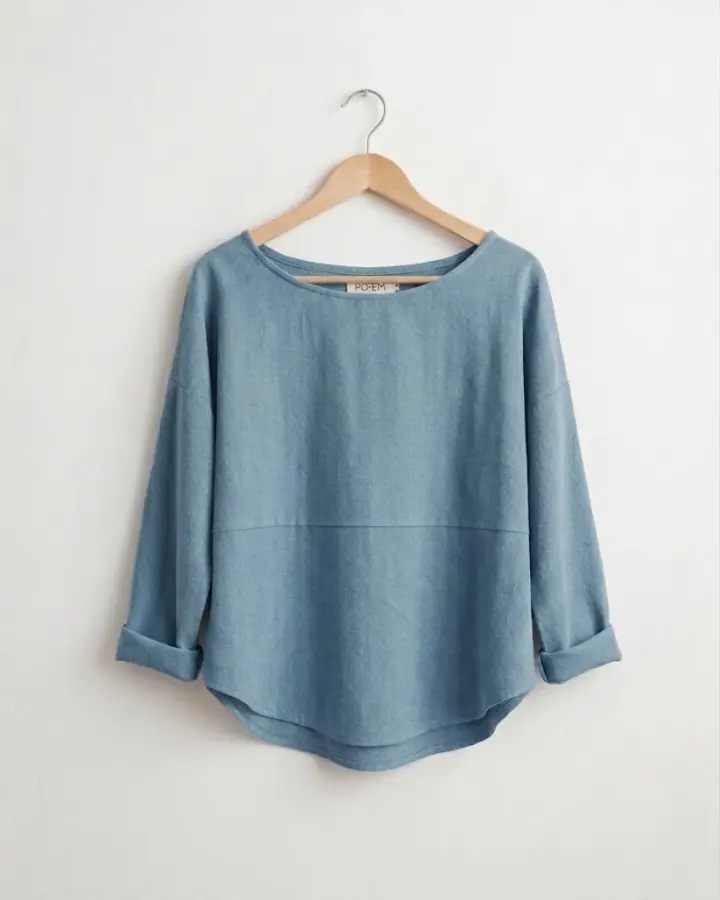 Flowy Sera Top in Handloom Indigo