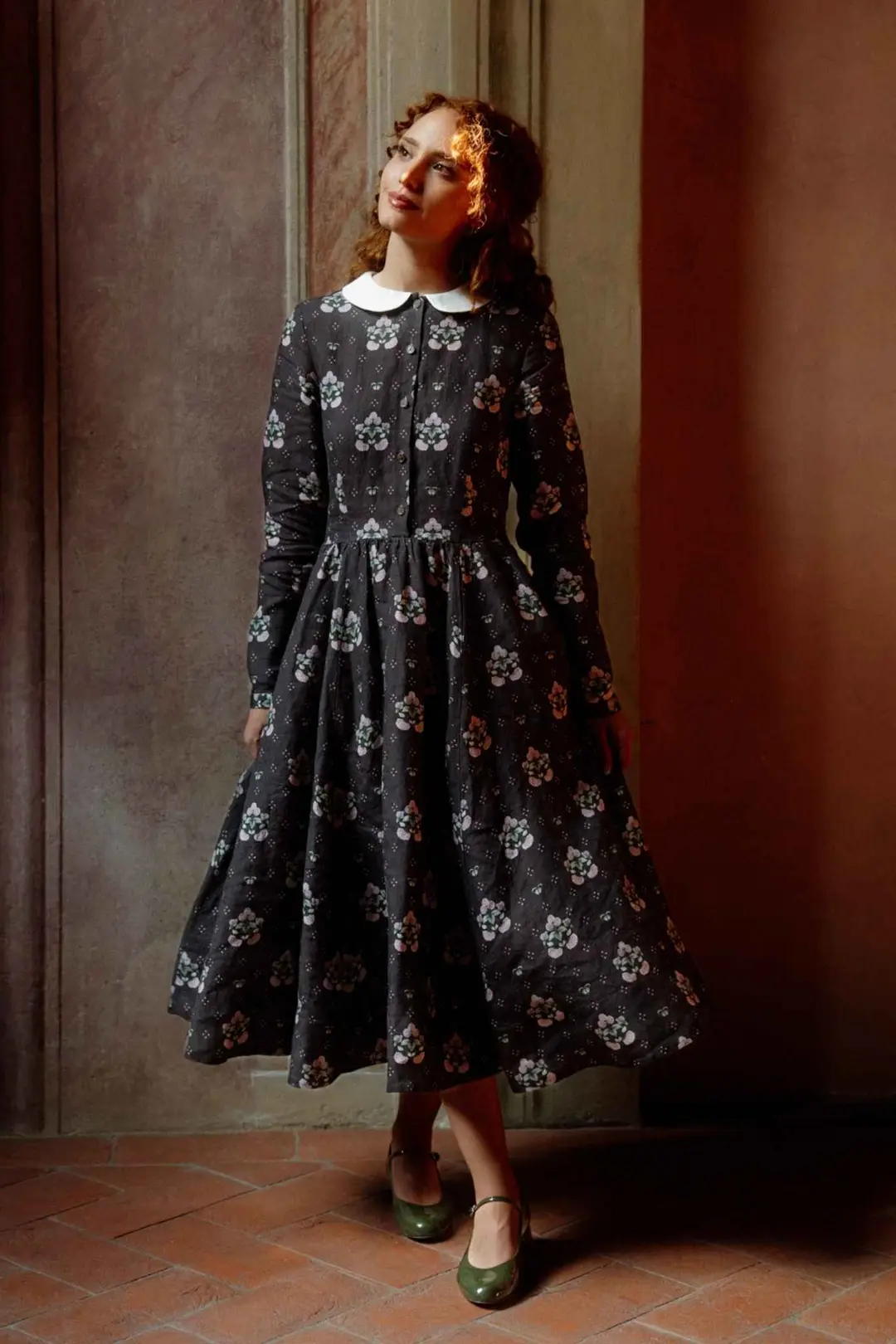 Classic – Long Sleeve Peter Pan Collar Linen Dress