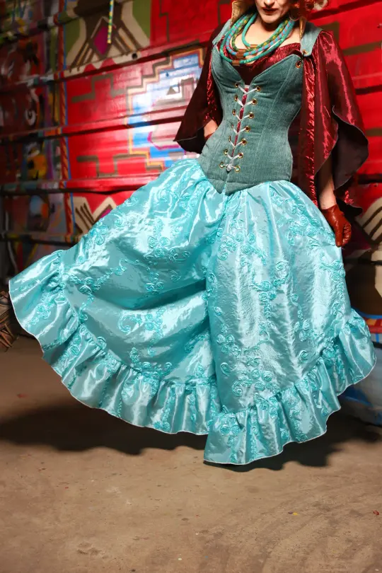 Flutterfall Trousers in Ice Blue Rose - The Magic Carpet Ride Collection