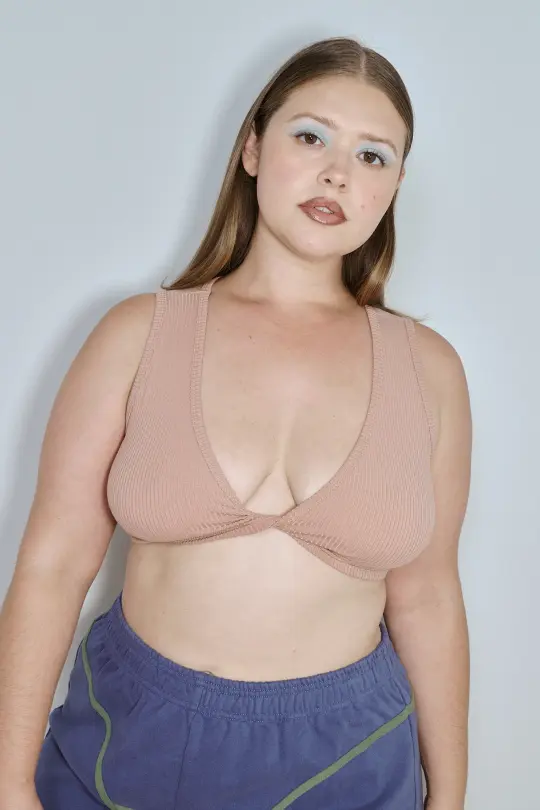 Tencel Rib Twist Bra Top Nude