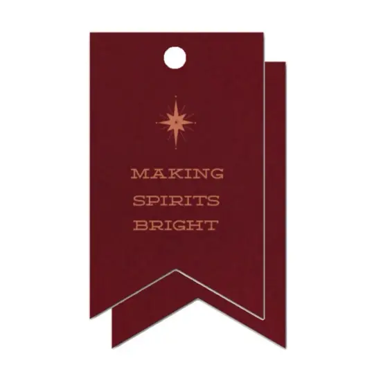 "Making Spirits Bright" Wine Card Stock with Copper Foil printed Holiday Gift Tag