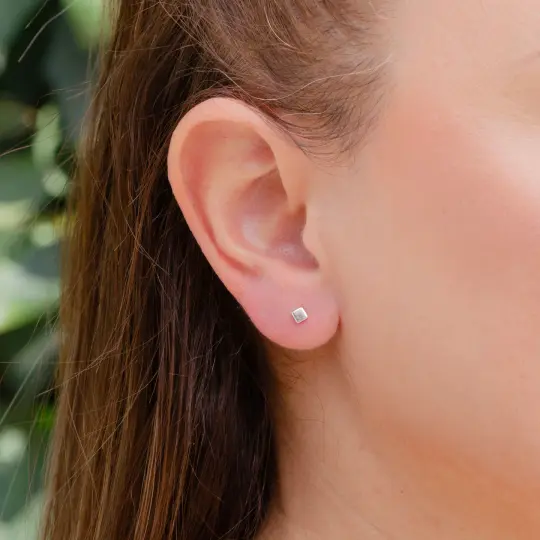 Sterling Silver Square Cube Earrings