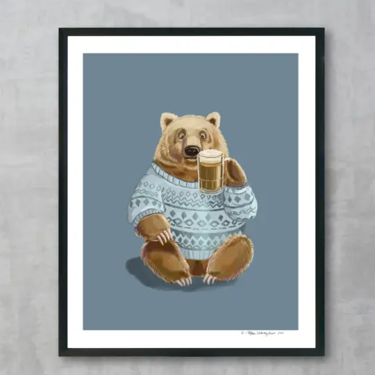 Cheers Bear Fine Art Print, Wholesale