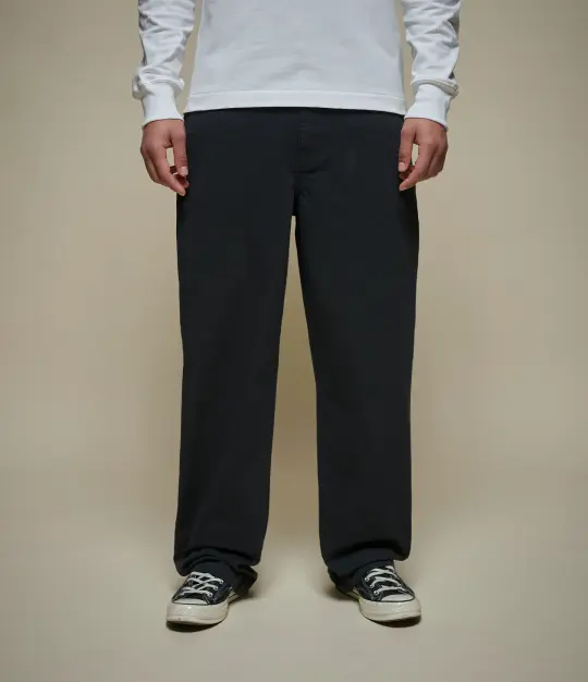 Cotton Herringbone Straight Leg Pants