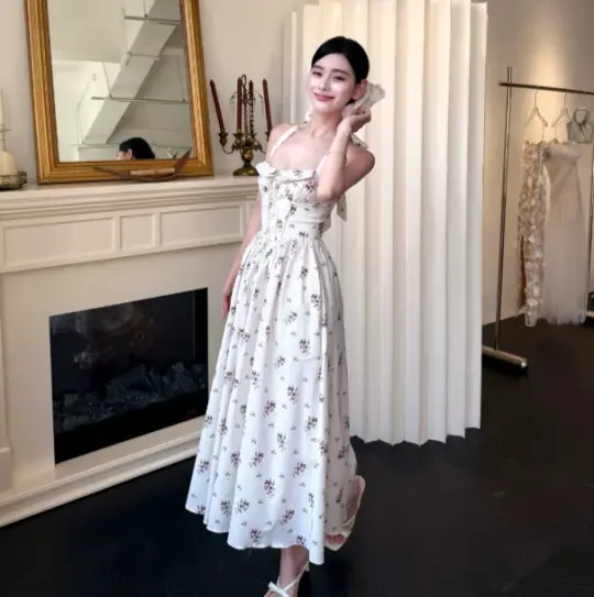 French Retro White A-Line Haalter Bodycon Maxi Women Summer Dress RS331