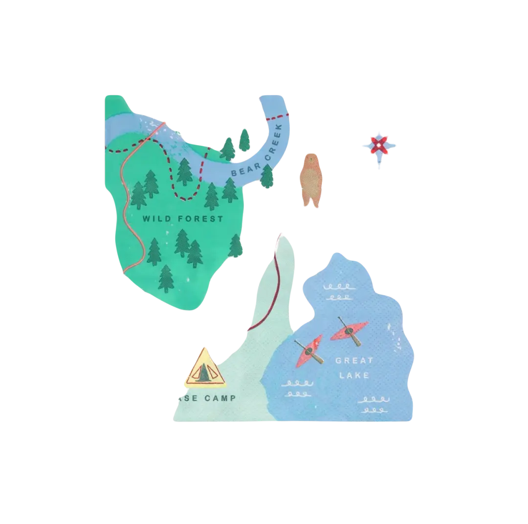 Meri Meri Outdoor Adventures Map Large Napkins