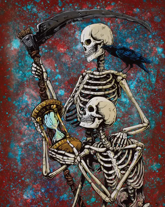 The Passing of Time Canvas Print - Day of the Dead Hourglass Art by David Lozeau