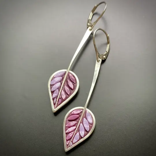 Lilac Leaves with Stems Earrings