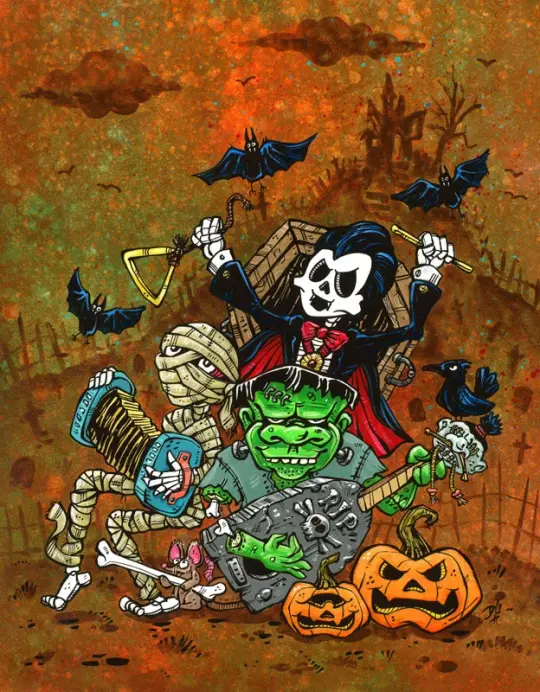 Monsters of Rock Canvas Print - Day of the Dead Rock Music Art by David Lozeau