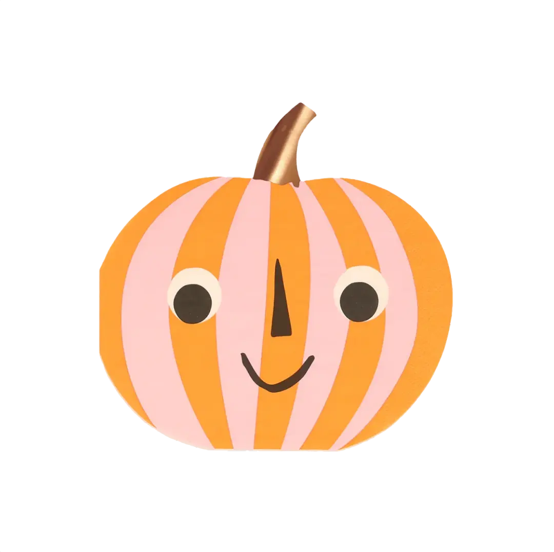 Meri Meri Pink and Orange Stripy Pumpkin Napkins