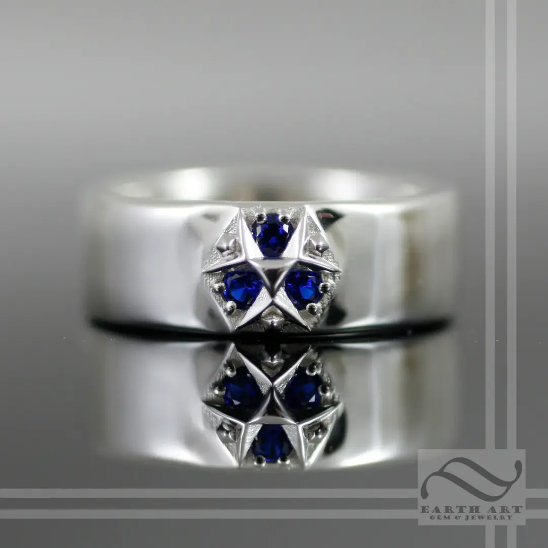 Minimalist Mens Zora' Sapphire Ring - Sterling Silver or 14k